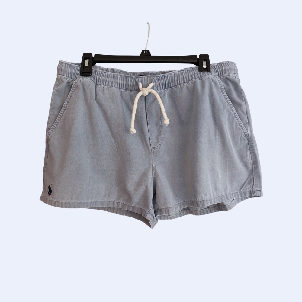 Polo Ralph Lauren Shorts Women Medium Blue Excellent Elastic Waist Drawstring